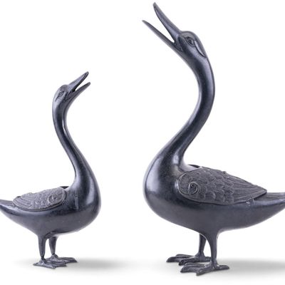 Sale Photo Thumbnail #171: Two Chinese Bronze Duck Figurines