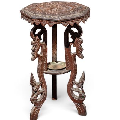 Sale Photo Thumbnail #11: Antique Anglo-Indian Hand-Carved Occasional Table