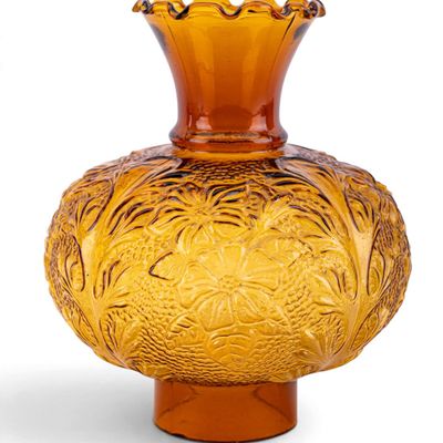 Sale Photo Thumbnail #316: Vintage Amber Pressed Glass Hurricane Lamp Shade