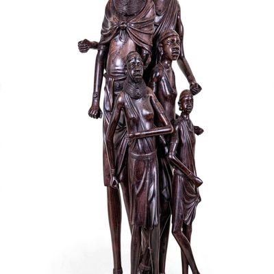 Sale Photo Thumbnail #250: Large African Ebony Wood Figural Family Sculpture