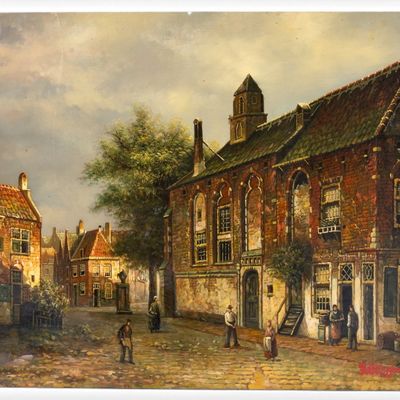 Sale Photo Thumbnail #274: "Morning Stroll" European Street Scene, Folkhoffer