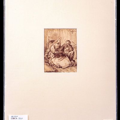 Sale Photo Thumbnail #76: 1860 British Original Ink Drawing Sepia Narrative