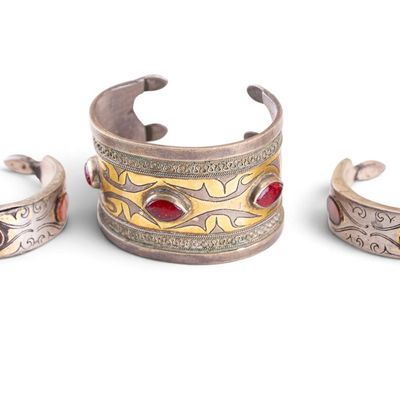 Sale Photo Thumbnail #577: 3 Silver Uzbek Bukuara Bracelets