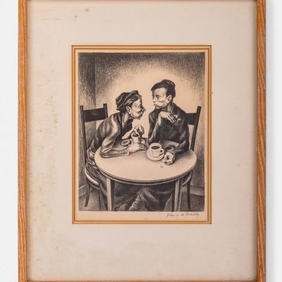 Sale Photo Thumbnail #127: John S. De Martelly "Economic Discussion" Litho