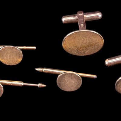 Sale Photo Thumbnail #472: 14k Gold Cufflinks Pair and 3 Smaller Links