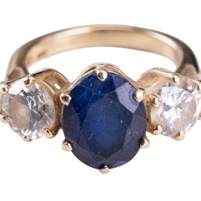 Sale Photo Thumbnail #656: 14k Gold Sapphire and Diamond Ring