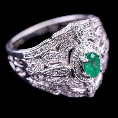 Sale Photo Thumbnail #412: Sterling Silver and Emerald Ring