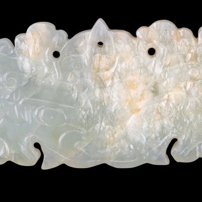 Sale Photo Thumbnail #191: Chinese Carved Pale Green Hardstone Plaque