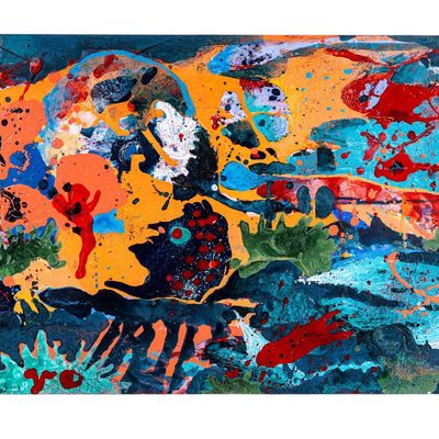 Sale Photo Thumbnail #106: Unsigned Abstract Impasto Oil on Canvas