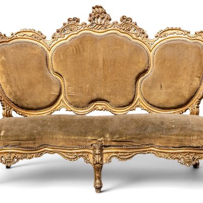 Sale Photo Thumbnail #26: Antique French Louis XV Style Giltwood Settee