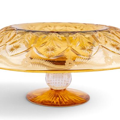 Sale Photo Thumbnail #169: Amber Crystal Cut-to-Clear Pedestal Bowl