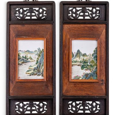 Sale Photo Thumbnail #178: Pair of Chinese Porcelain Landscape Plaques