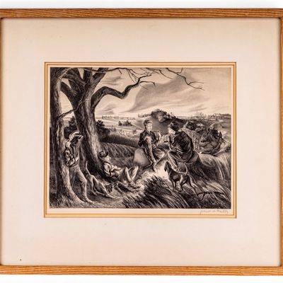 Sale Photo Thumbnail #129: John S. de Martelly "Blue Valley Fox Hunt" Litho