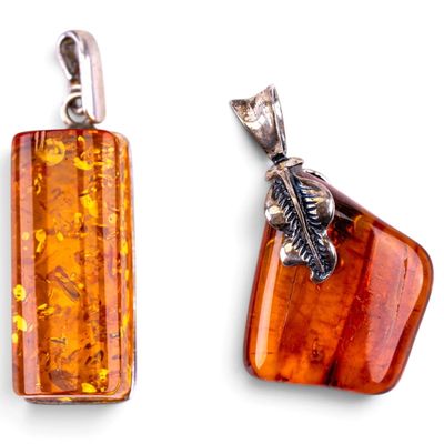 Sale Photo Thumbnail #378: Vintage Amber Jewelry Pendants