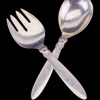 Sale Photo Thumbnail #509: Sterling Silver Georg Jenson Salad Serving Set
