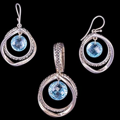 Sale Photo Thumbnail #525: Sterling Silver Michael Dawkins Blue Topaz Set