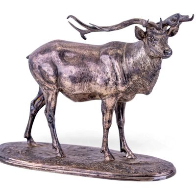 Sale Photo Thumbnail #338: Louis Paul Jonas Silvered Stag Sculpture