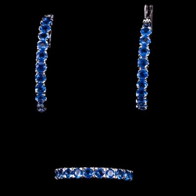 Sale Photo Thumbnail #387: Sterling Blue Stone Earrings w/ Matching Ring