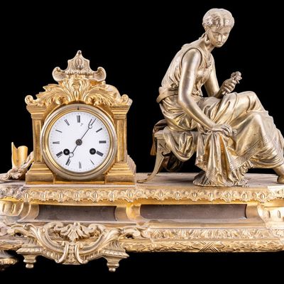Sale Photo Thumbnail #306: 19th C French Gilt Bronze Figural Mantle Clock