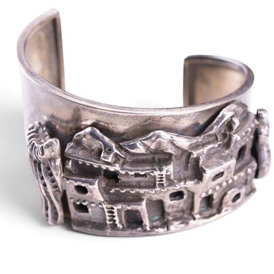 Sale Photo Thumbnail #569: Vintage 3D Pueblo Village Storyteller Cuff
