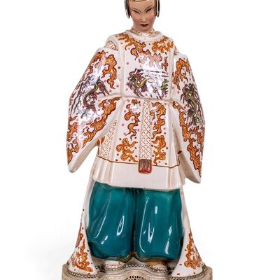 Sale Photo Thumbnail #143: Art Deco Earthenware Emperor Figural Table Lamp