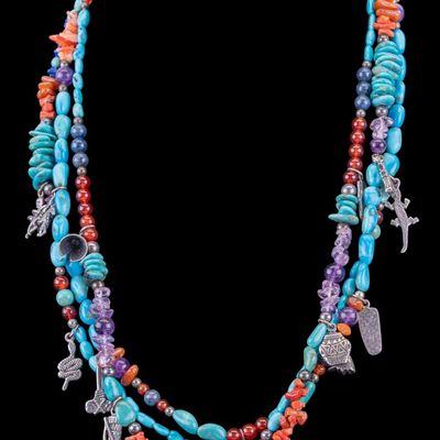 Sale Photo Thumbnail #521: Native American Multi-Gemstone Fetish Necklace
