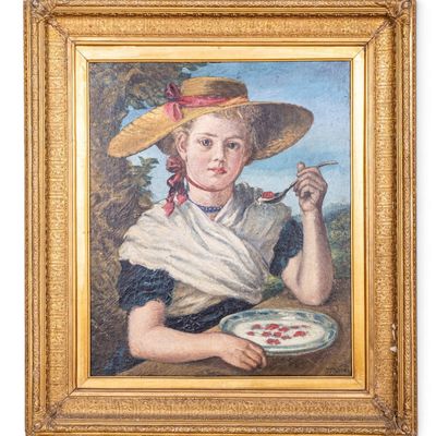 Sale Photo Thumbnail #276: Antique Portrait of a Young Girl, Signed Oil