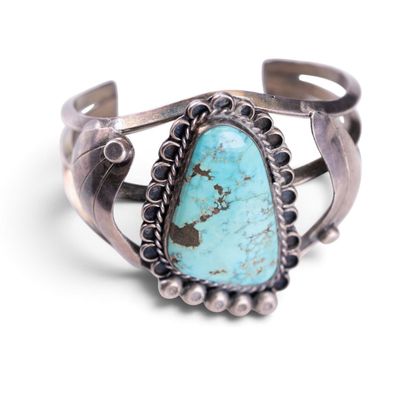 Sale Photo Thumbnail #594: Fine Sterling Silver Native American Cuff Bracelet