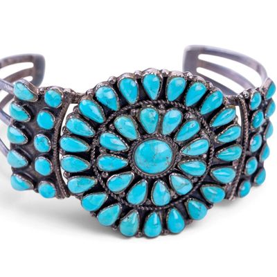 Sale Photo Thumbnail #402: Native American Sterling and Turquoise Cuff