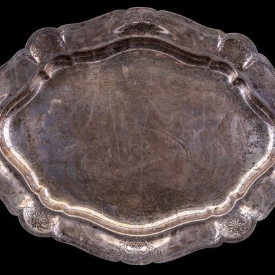 Sale Photo Thumbnail #334: Sterling Silver Oval 3D Platter Tray