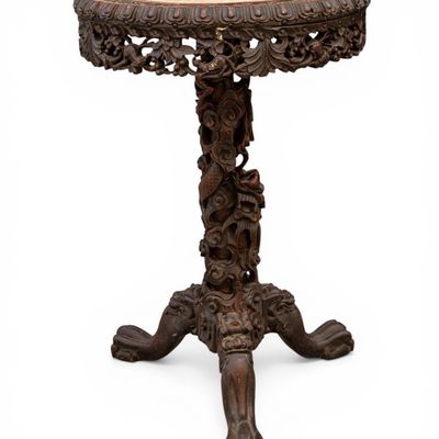 Sale Photo Thumbnail #4: Chinese Carved Dragon Marble Top Table