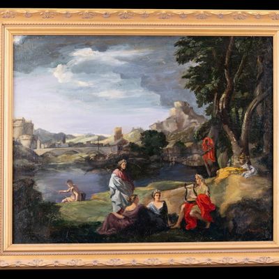 Sale Photo Thumbnail #266: Signed Damichy European Pastoral O/c
