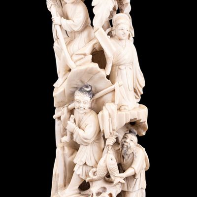 Sale Photo Thumbnail #215: Antique Signed Chinese Carved Bone Sculpture