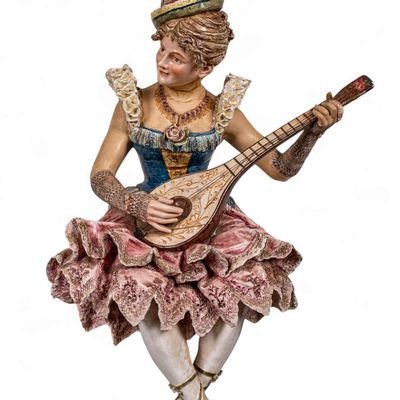 Sale Photo Thumbnail #262: Large European Hand-Painted Carnival Musician Lady