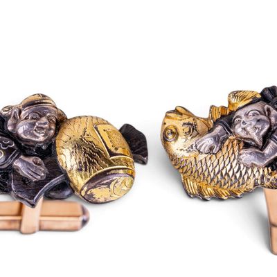 Sale Photo Thumbnail #647: 14k Yellow Gold Japanese Sword Menuki Cufflinks