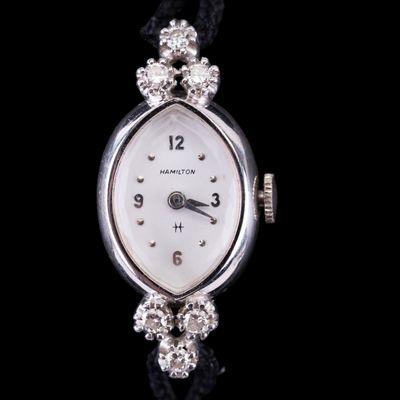 Sale Photo Thumbnail #616: Vintage Hamilton 14K White Gold Ladies Watch