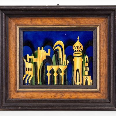 Sale Photo Thumbnail #100: Israeli Enamel on Copper Jerusalem Framed Art