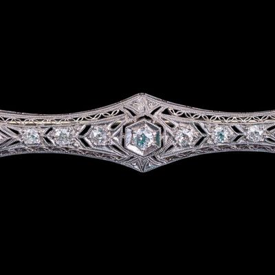 Sale Photo Thumbnail #653: Platinum Art Deco Period Diamond Bar Pin
