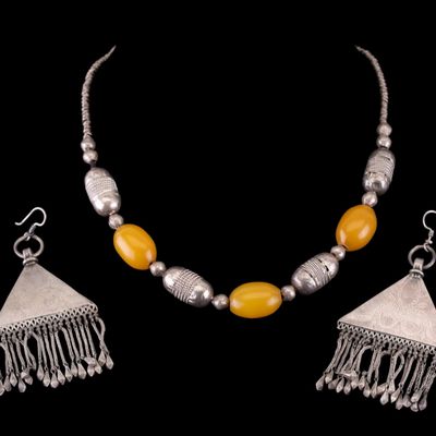 Sale Photo Thumbnail #587: Tribal Silver Uzbek Necklace & Earrings