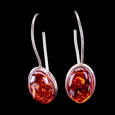 Sale Photo Thumbnail #453: Sterling Silver and Amber Earrings