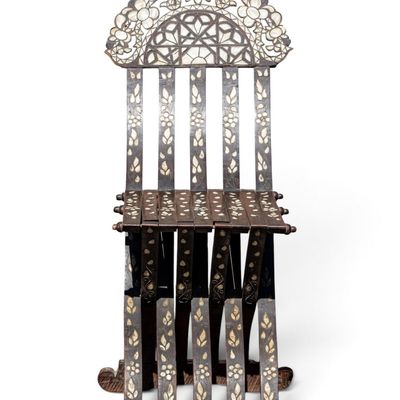 Sale Photo Thumbnail #10: Antique Syrian Mother of Pearl Inlaid Chair
