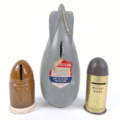 Sale Photo Thumbnail #277: 3 Antique Bomb Figure Banks