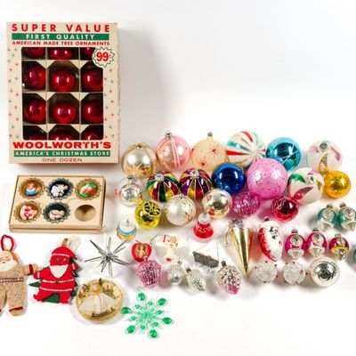 Sale Photo Thumbnail #120: Vintage Glass Christmas Ornaments & Tree Toppers