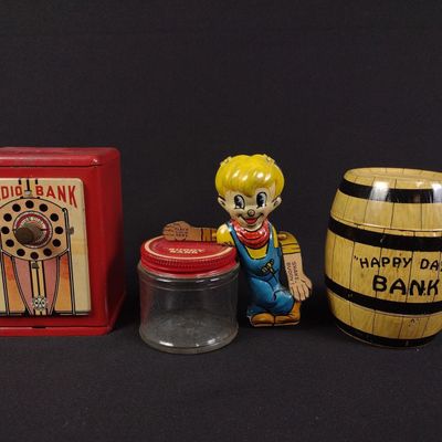 Sale Photo Thumbnail #279: 3 Antique Banks incl. "Buddy" Bank