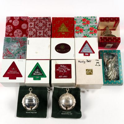 Sale Photo Thumbnail #6: 16 Ornaments Mostly Wallace and Gorham Silverplate Sleigh Bells