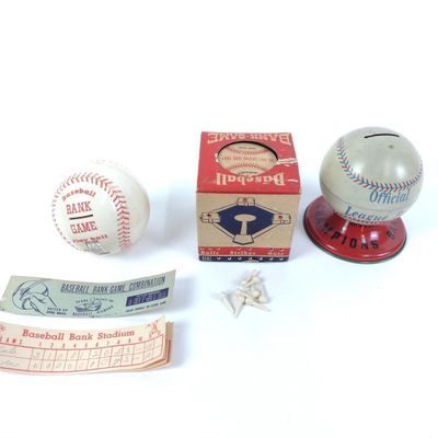 Sale Photo Thumbnail #276: Baseball Bank Game Incl Official League Ball World Champions Bank