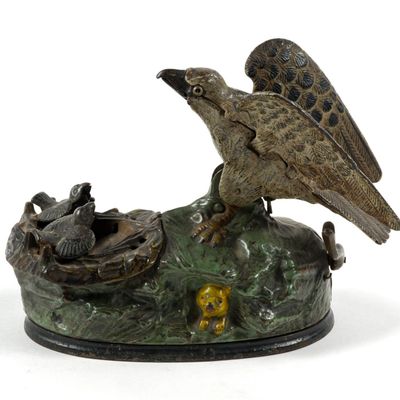 Sale Photo Thumbnail #126: Eagle & Eaglets Cast Iron Mechanical Bank