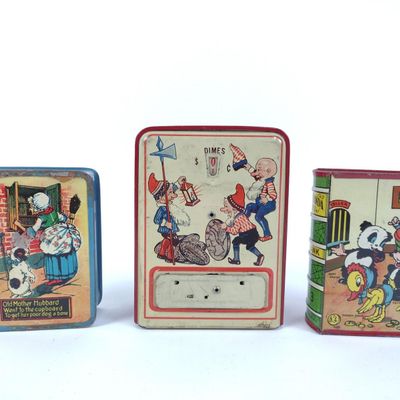 Sale Photo Thumbnail #271: 3 Antique Tin Banks