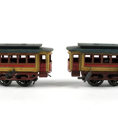 Sale Photo Thumbnail #104: Pair Of Prewar Clockwork Trolley Cars