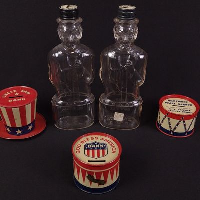 Sale Photo Thumbnail #266: 5 Antique Banks incl. Uncle Sam